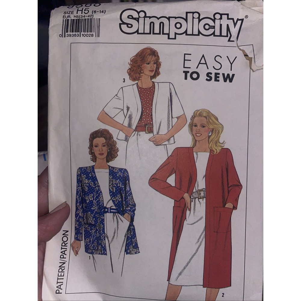 Simplicity 9568 Misses Jacket Sewing Pattern Size 6-14 Cardigan Style Cut